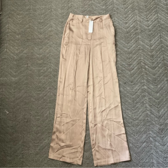 TOPSHOP CHAMPANGE PIN STRIPE PANTS SIZE 4 - Picture 1 of 1